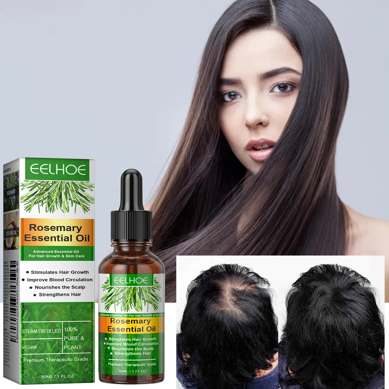 30ML Rosemary Hair Care Oil Anti-Breakage Dense Hair Essential Oil Anti-Fall Hairs Treatment Soothing Nourishing Scalp Oil